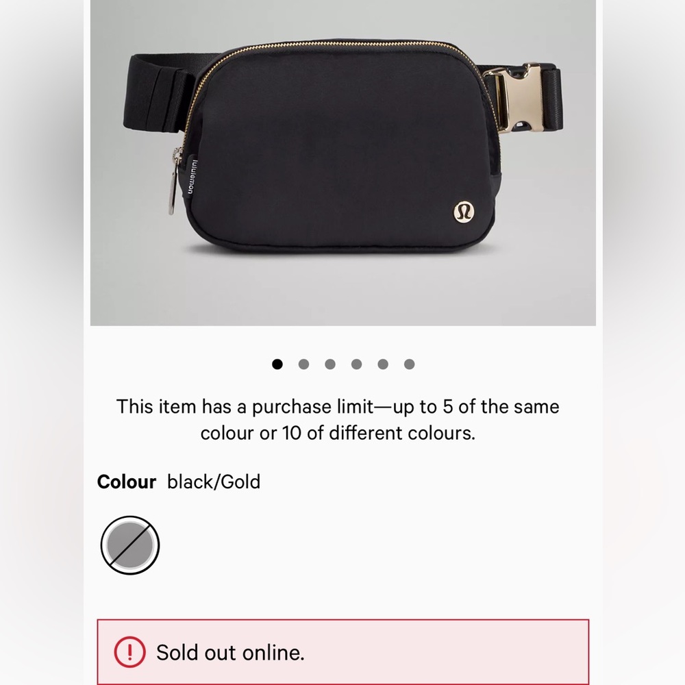 โ NWT Lululemon Everywhere 1L Belt Bag - Black Velour & Gold Hardware - Picture 4 of 11
